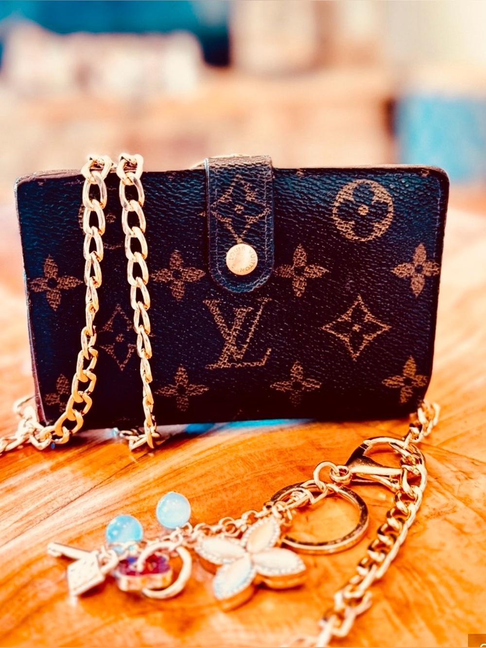 Louis Vuitton vintage monogram French kiss lock wallet, brown